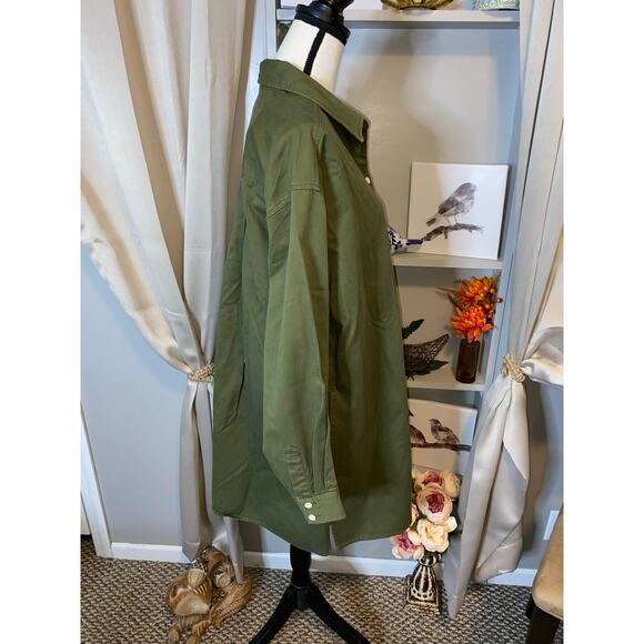NWT Madewell size XL 100% Cotton Green Button Down Long Sleeve Mini Shirtdress - Picture 3 of 12